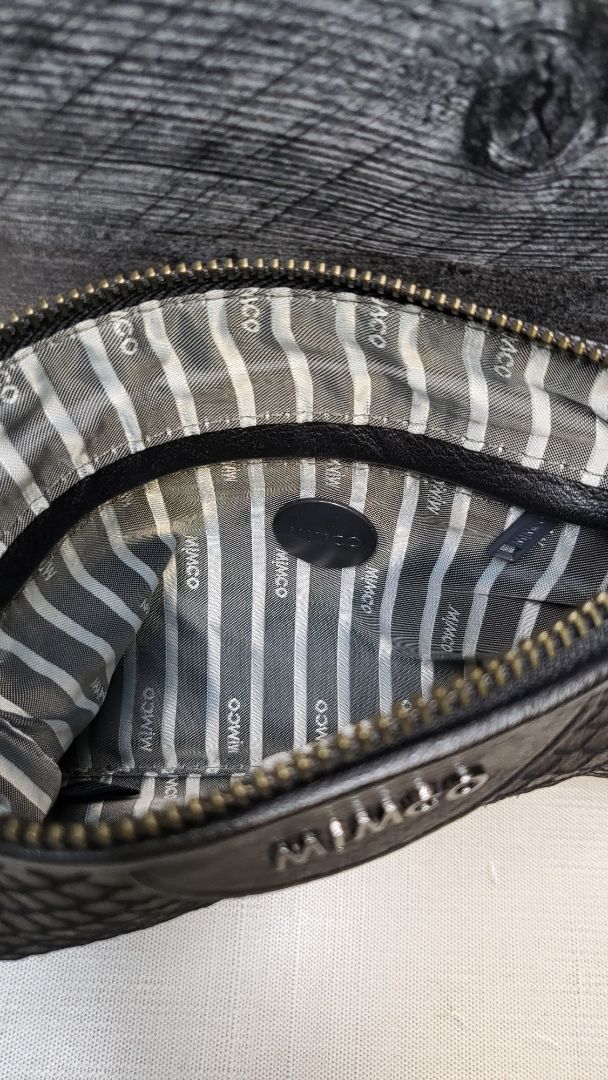 Mimco Black Leather Wristlet Clutch