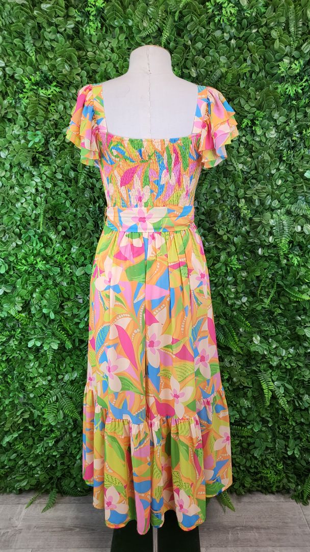 Halo & Hazard Fluro Frill Sleeve Dress BNWT (10)