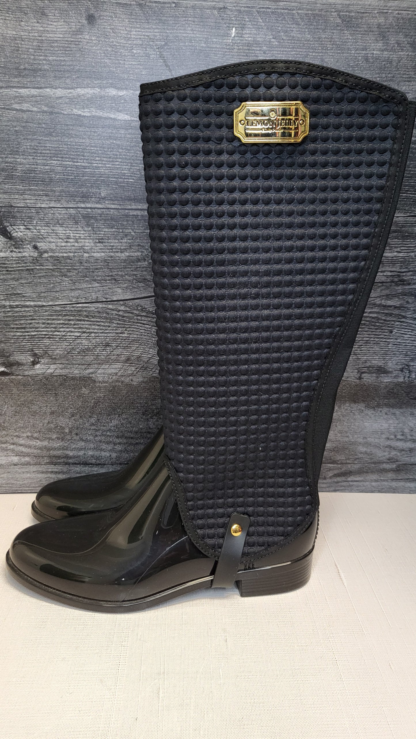 Lemon Jelly Black Designer Gumboot NEW (38)