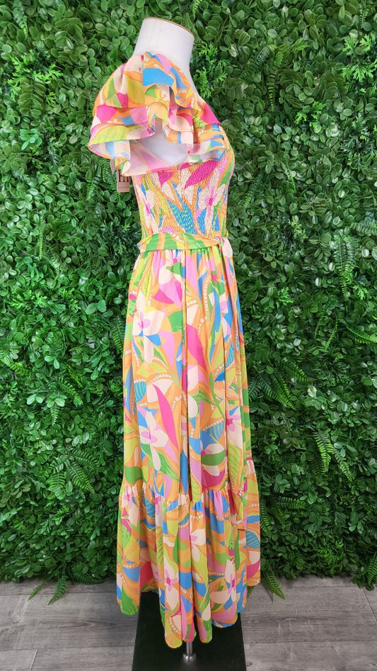 Halo & Hazard Fluro Frill Sleeve Dress BNWT (10)