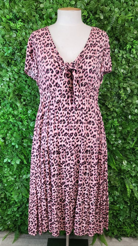 Boho Aus Animal Print Tie Dress 10-12