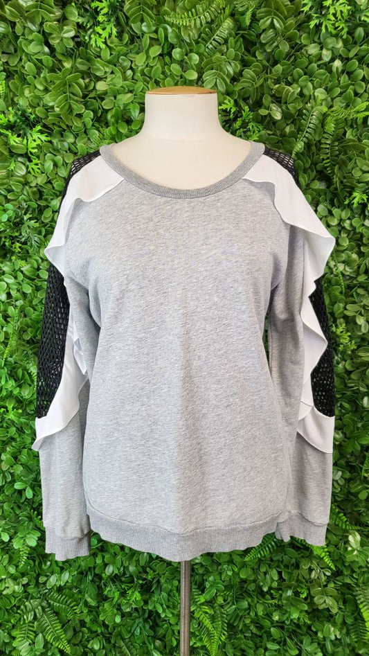 Amaya Gray Frill Sleeve Sweat (10)