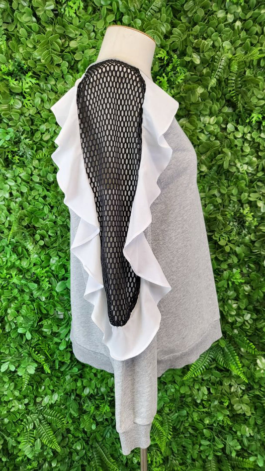 Amaya Gray Frill Sleeve Sweat (10)