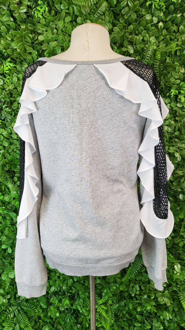 Amaya Gray Frill Sleeve Sweat (10)