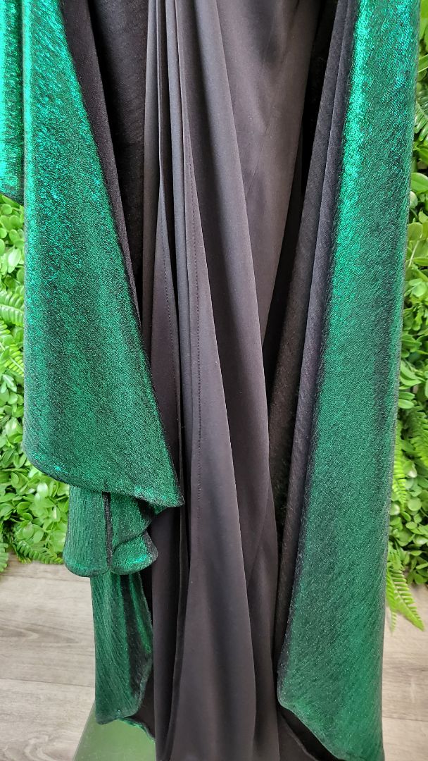Tadashi Shoji Metallic Green Edana Waterfall Gown (10-12)