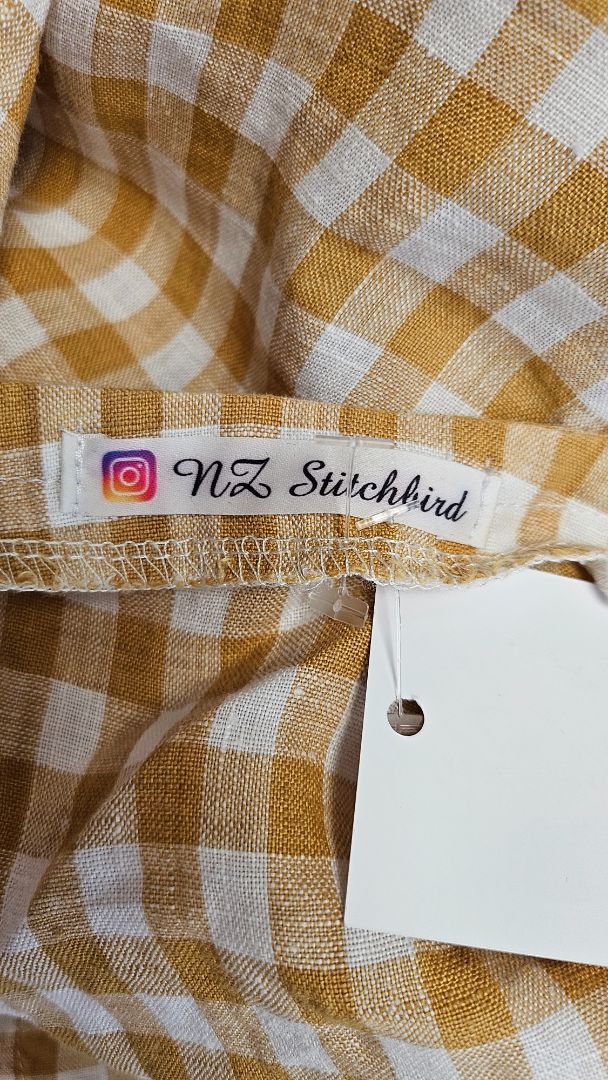 StitchBird Mustard Yellow Gingham Top (14)
