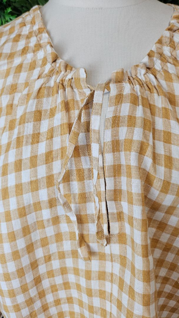 StitchBird Mustard Yellow Gingham Top (14)