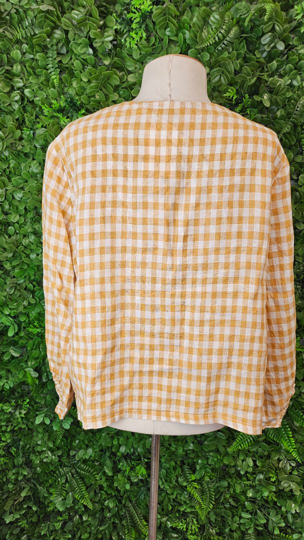 StitchBird Mustard Yellow Gingham Top (14)