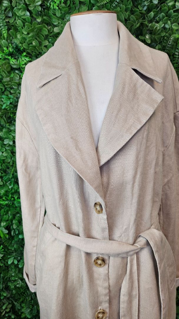 Lordship Linen Oat Linen Trench Coat (14-16)