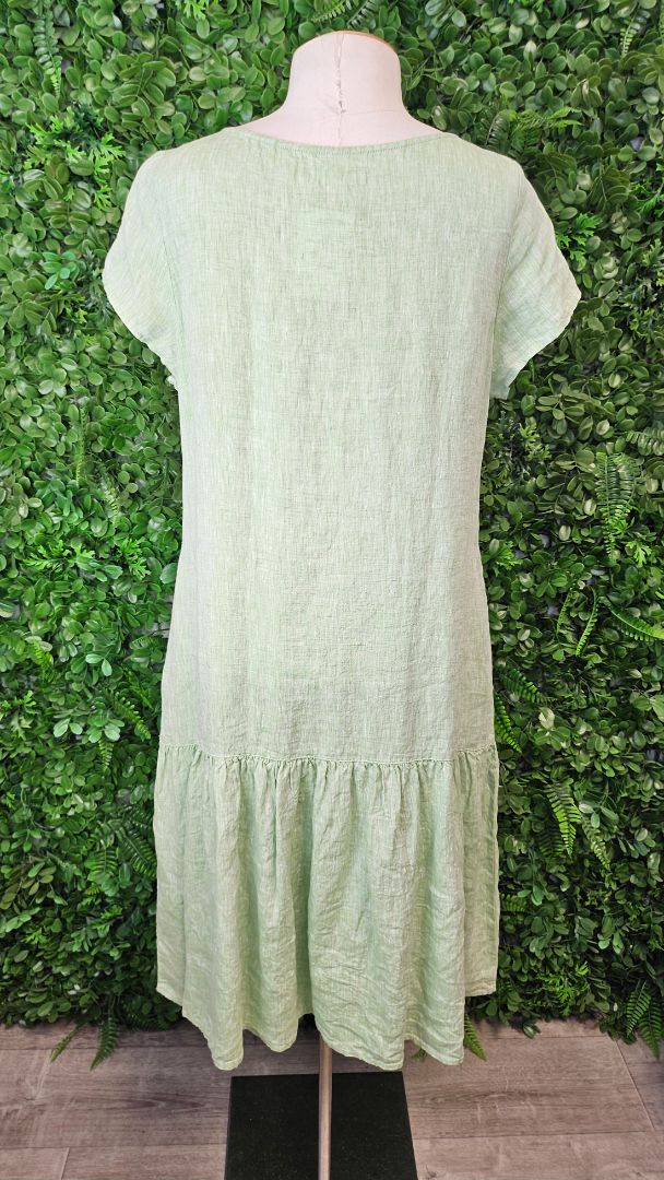Naturals by O&J Lime Linen Drop Hem Dress (8-10)