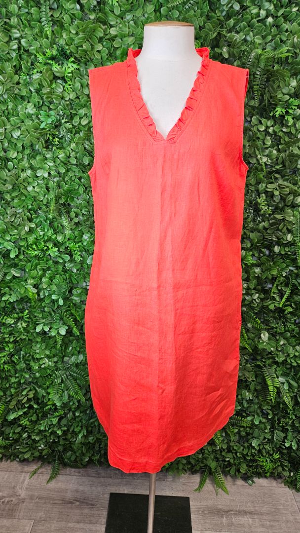 Jacqui.E Orange Linen Shift Dress (14)
