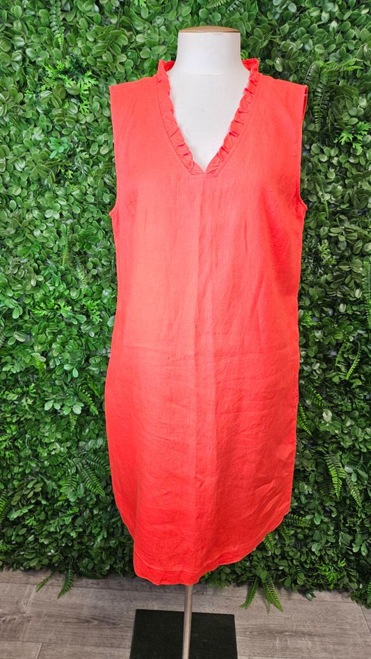 Jacqui.E Orange Linen Shift Dress (14)