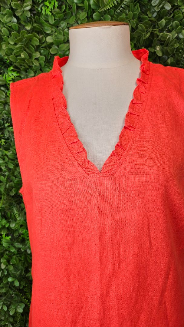 Jacqui.E Orange Linen Shift Dress (14)