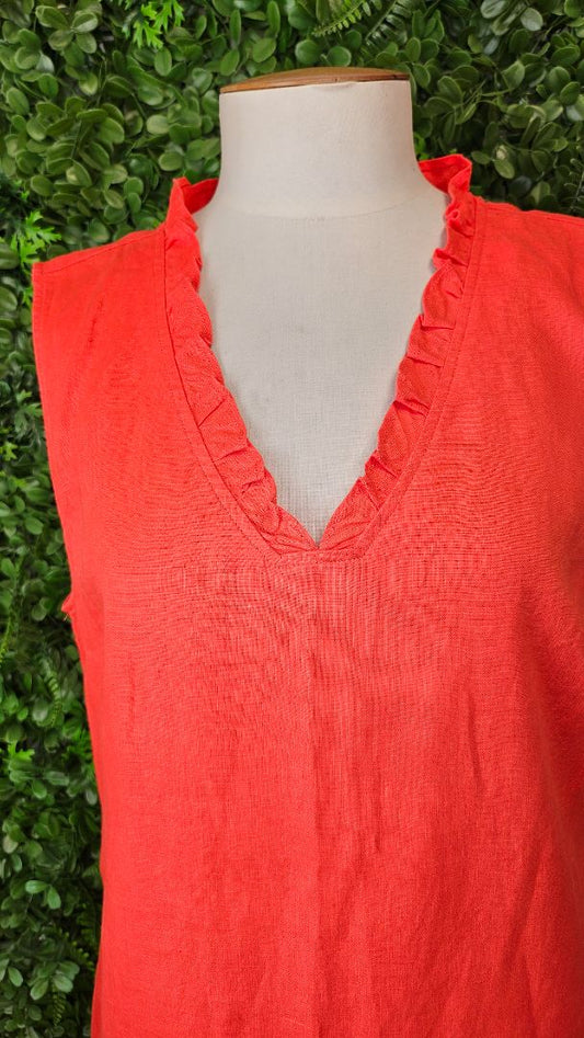 Jacqui.E Orange Linen Shift Dress (14)