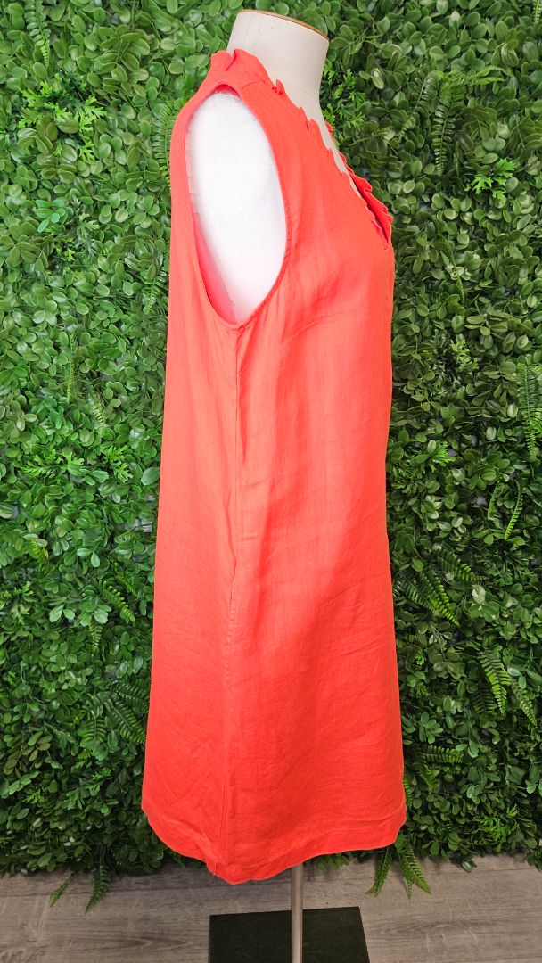 Jacqui.E Orange Linen Shift Dress (14)