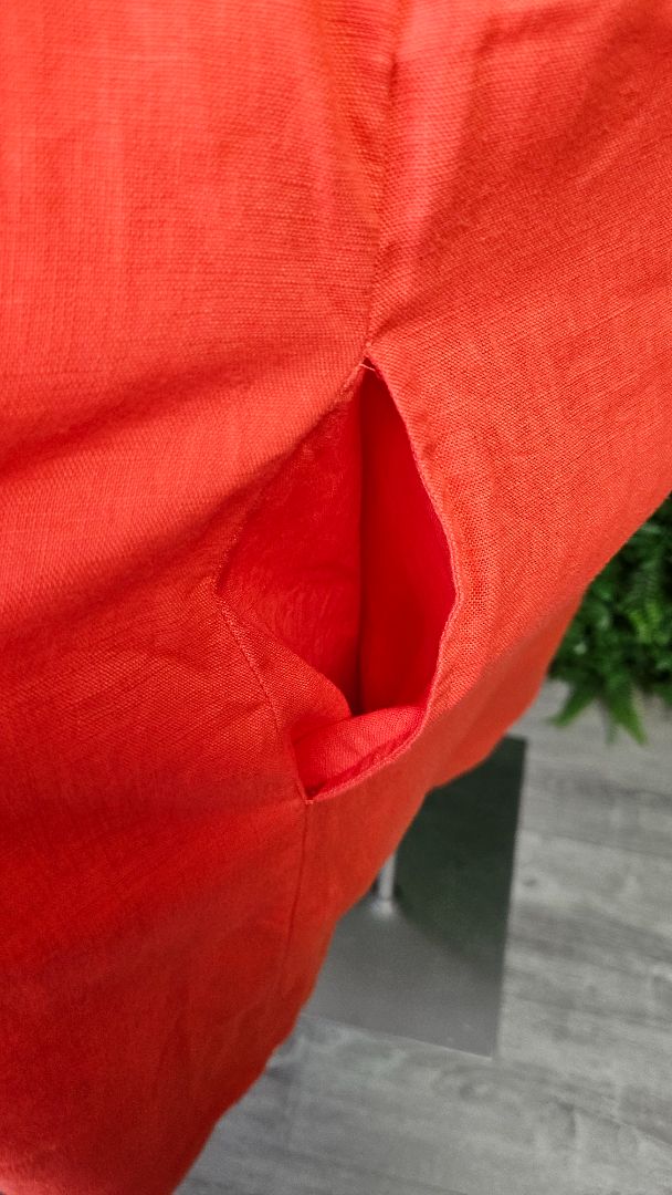 Jacqui.E Orange Linen Shift Dress (14)