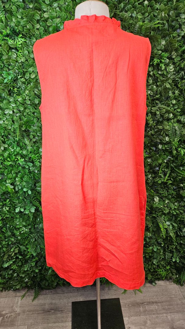 Jacqui.E Orange Linen Shift Dress (14)