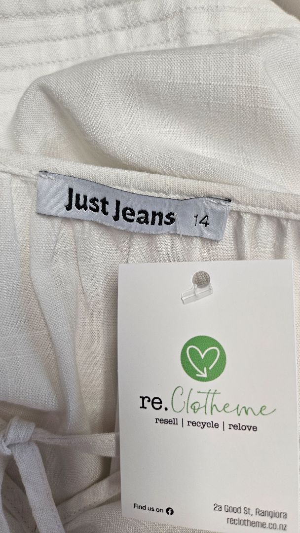 Just Jeans White Linen Blend Top (14)