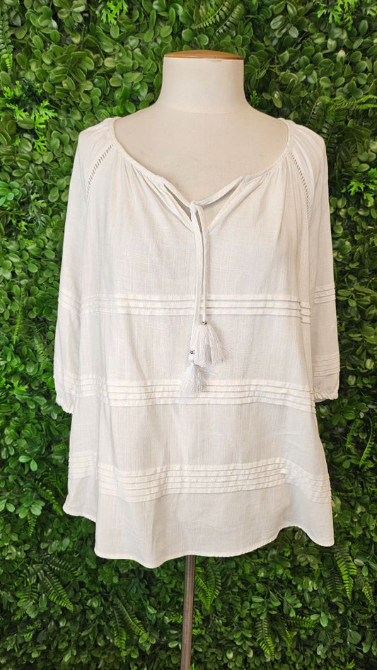 Just Jeans White Linen Blend Top (14)
