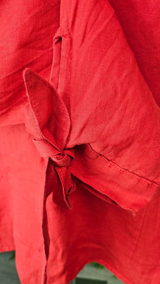 StitchBird Red Linen Top (14-16)