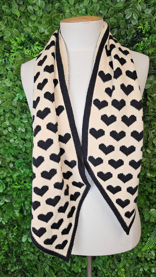 Redcurrent Beige/Black Heart Scarf
