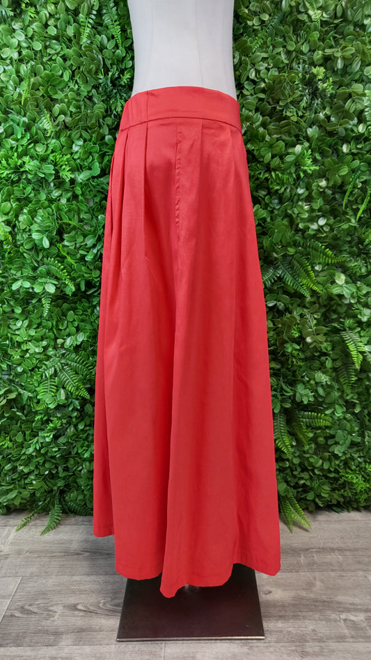 Motto Red Pleat Maxi Skirt (12)