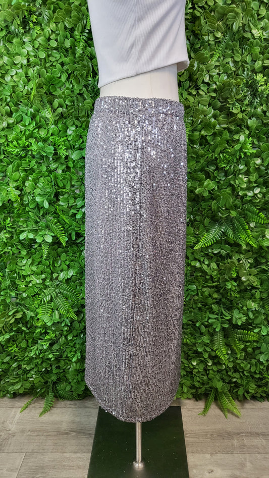 David Pond Silver Sequin Skirt (10-12)